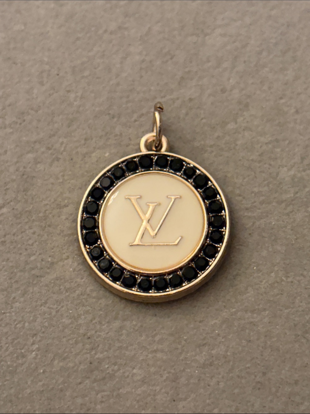 Round Enamel Pendant in Cream and Black